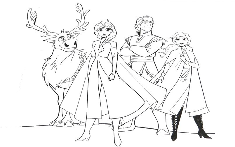 Magiczna Kolorowanka z Krainy Lodu: Elsa, Anna, Kristoff i Sven
