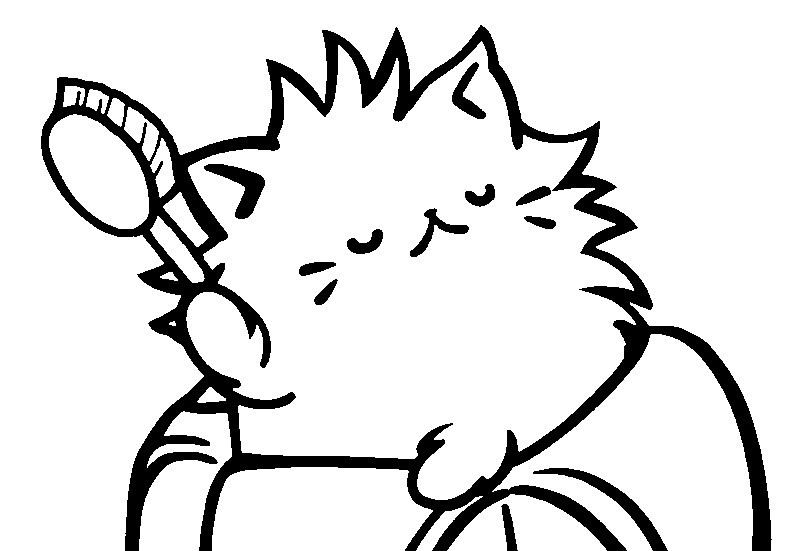 Kolorowanka do Druku: Uroczy Kot z Szczotką - Kreatywna Zabawa dla Dzieci i Dorosłych