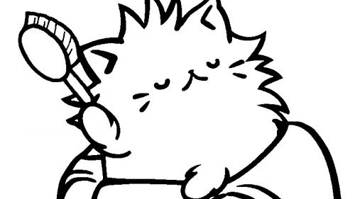 Kolorowanka do Druku: Uroczy Kot z Szczotką - Kreatywna Zabawa dla Dzieci i Dorosłych