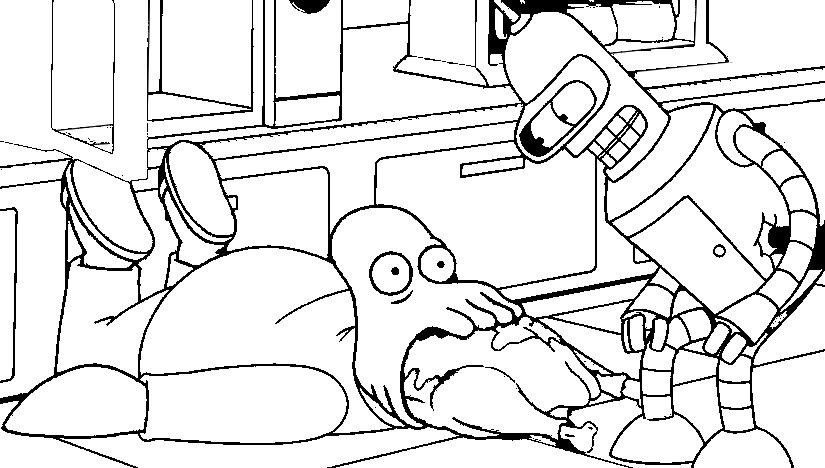 Kolorowanka Futurama z Benderem i Zoidbergiem - Świetna Zabawa dla Fanów Animacji