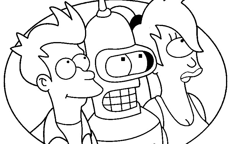 Kolorowanka Futurama: Fry, Bender i Leela - Kreatywna Zabawa