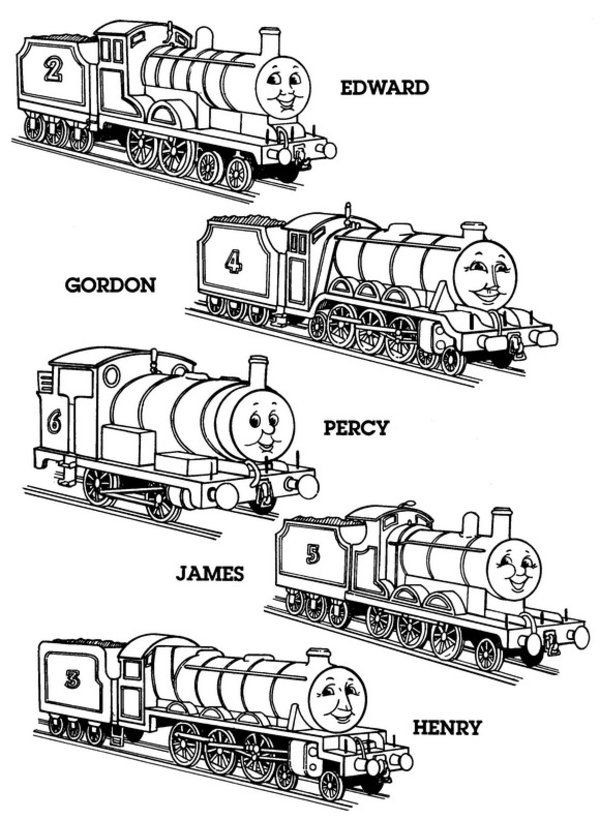 Kolorowanka z Lokomotywami: Edward, Gordon, Percy, James i Henry