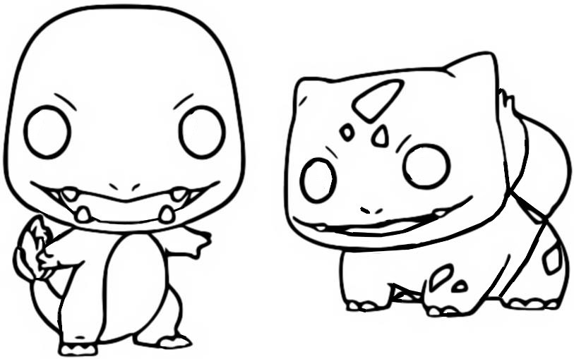 Kolorowanka Pokémon: Charizard i Bulbasaur do Druku