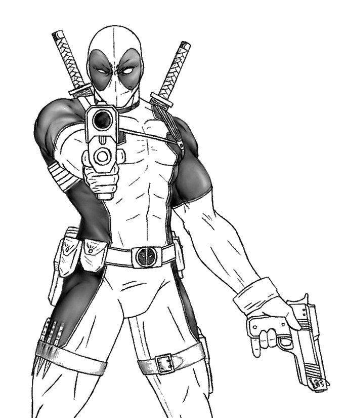 Kolorowanka Superbohater w Akcji - Deadpool do Druku