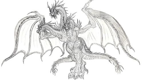 Trzygłowy Smok do Pokolorowania - Odkryj Świat Fantazji