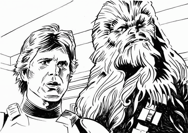 Kolorowanka Han Solo i Chewbacca – Ożyw Kosmiczne Postacie Kolorami
