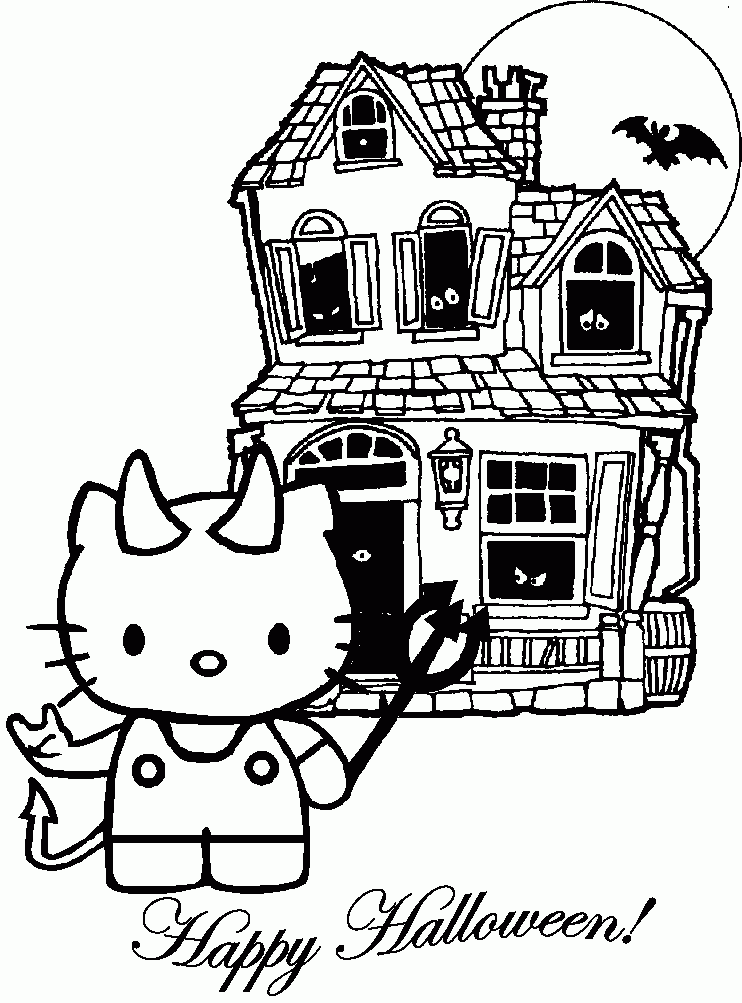 Kolorowanka Halloween z Hello Kitty - Kreatywna Zabawa dla Dzieci