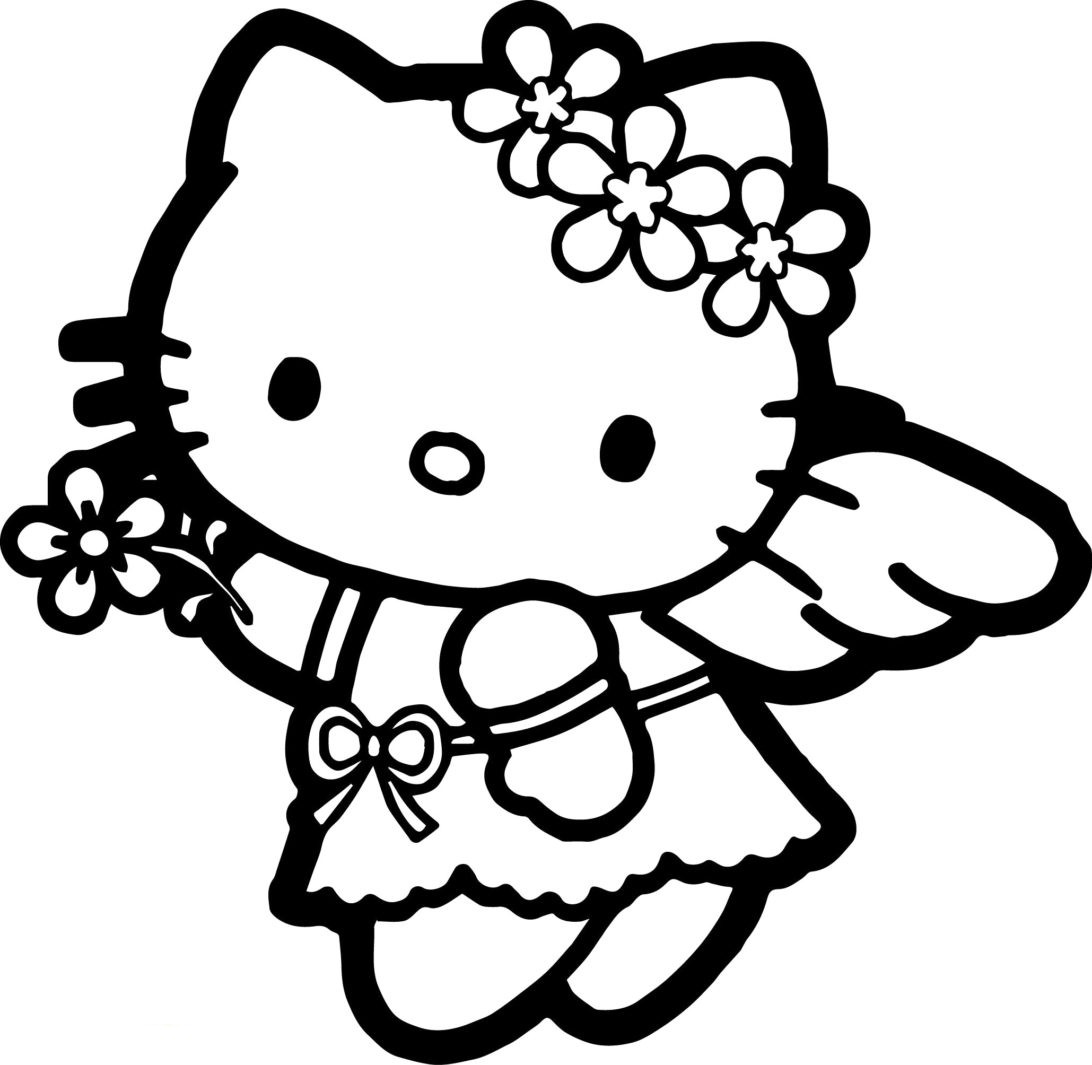 Kolorowanka Hello Kitty jako Aniołek do Druku