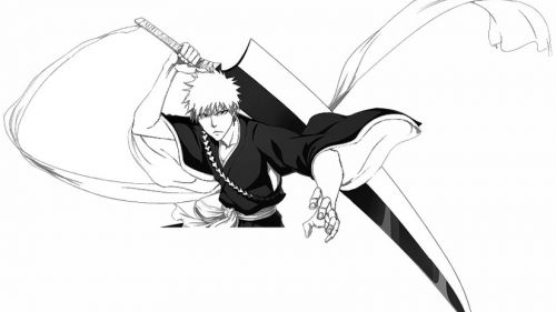 Kolorowanka Anime: Dynamiczny Wojownik z Mieczem - Do Druku