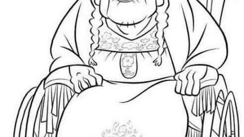 Kolorowanka do Druku: Uśmiechnięta Babcia w Foteliku