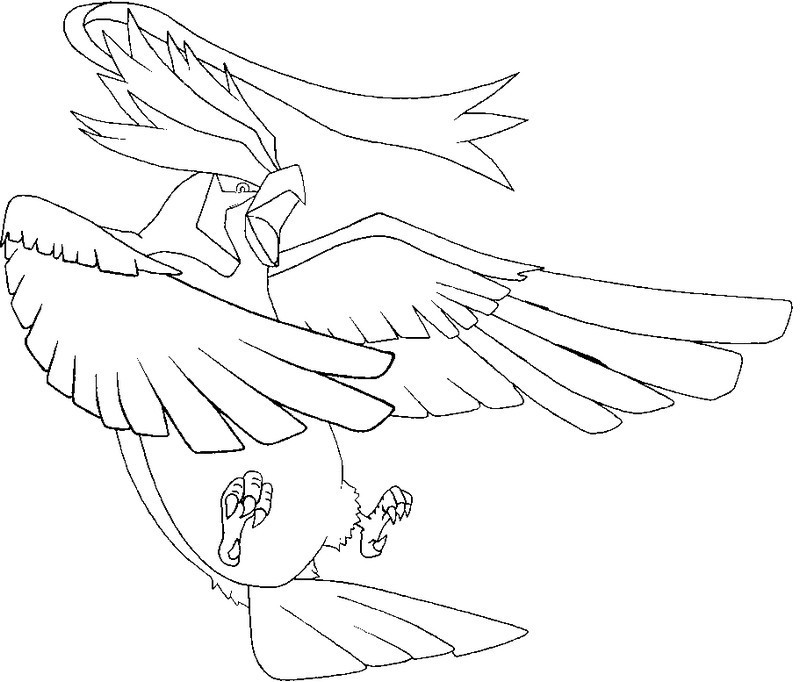 Kolorowanka Mega Pidgeot - Majestatyczny Ptak w Locie do Druku