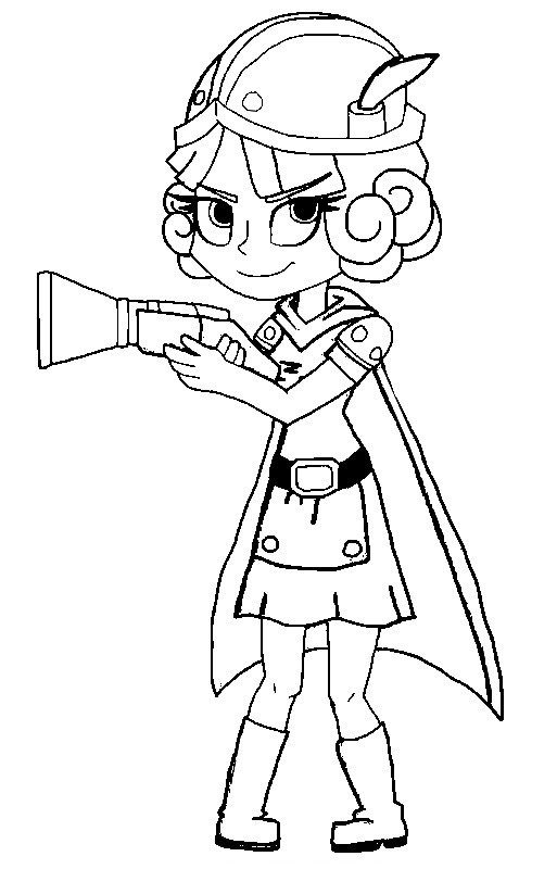 Kolorowanka: Dziewczynka Wojowniczka z Pistoletami do Druku