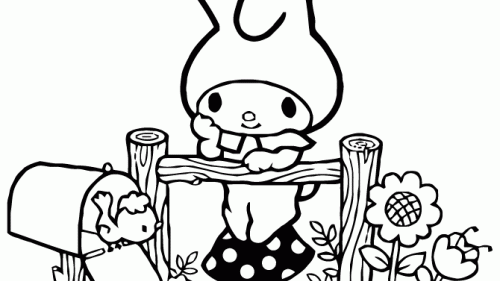 Kolorowanka do Druku - Urocza Postać z Długimi Uszami przy Płocie