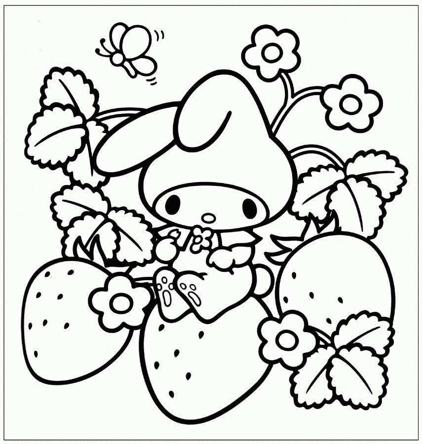 Kolorowanka My Melody na Truskawkach - Wiosenna Radość i Relaks