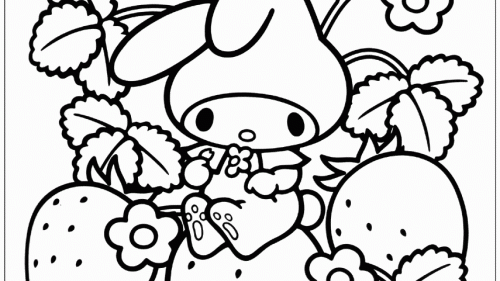 Kolorowanka My Melody na Truskawkach - Wiosenna Radość i Relaks