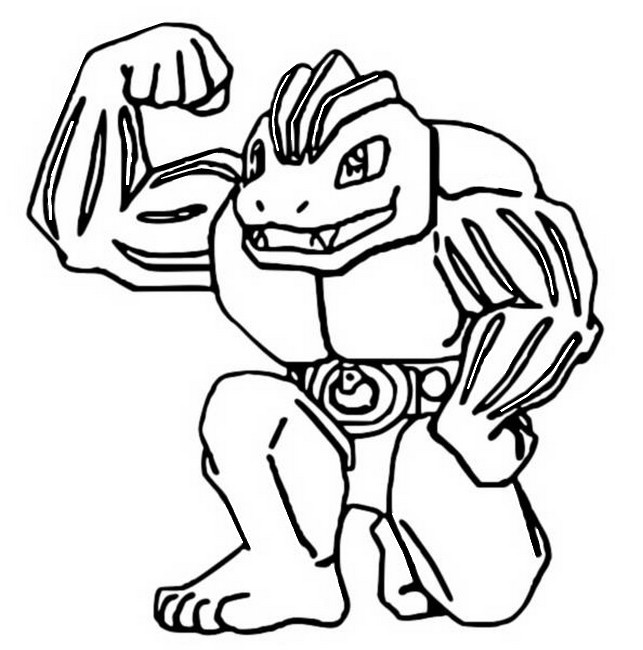 Kolorowanka do Druku: Potężny Pokemon Machoke - Relaks i Kreatywność