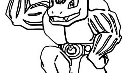 Kolorowanka do Druku: Potężny Pokemon Machoke - Relaks i Kreatywność