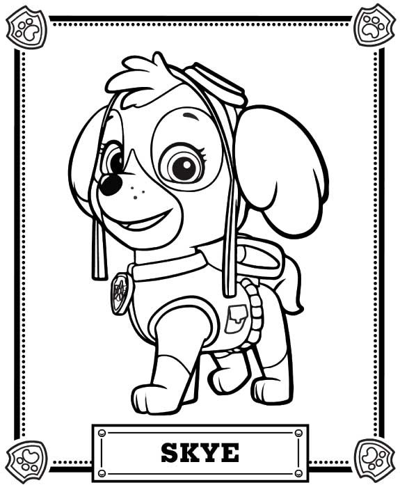 Kolorowanka Skye z Psiego Patrolu - Pobierz i Drukuj
