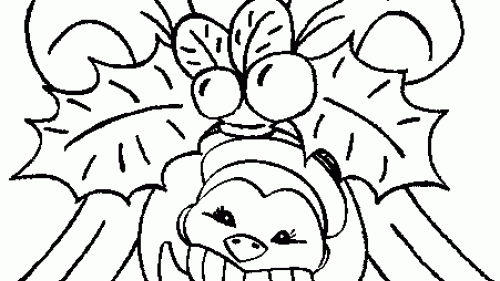 Świąteczna Kolorowanka z Pingwinkiem i Ostrokrzewem - Pobierz i Koloruj