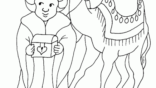 Kolorowanka: Skarb i Wielbłąd - Kreatywna Przygoda do Wydruku