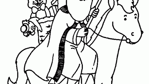 Święty Mikołaj na Koniu - Świąteczna Kolorowanka do Druku