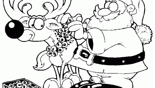 Kolorowanka Święty Mikołaj i Renifer – Wprowadź Świąteczny Nastrój!