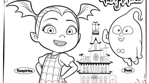Kolorowanka Vampirina i Demi w Zamku Strachu